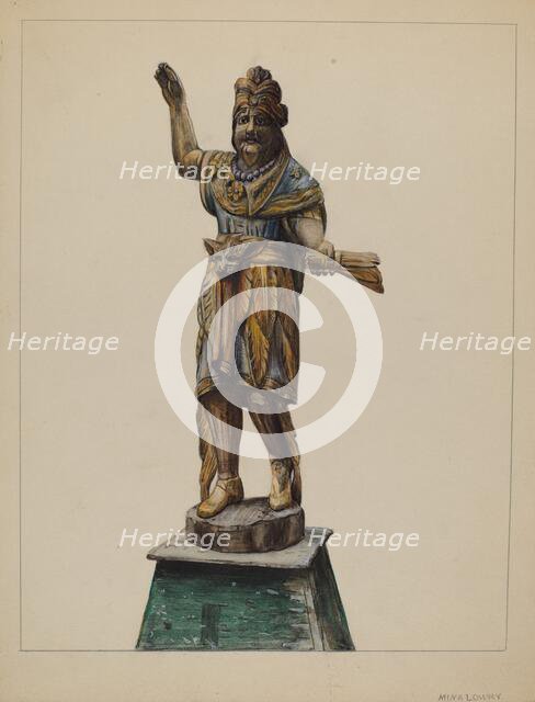 Cigar Store Indian, c. 1936. Creator: Mina Lowry.