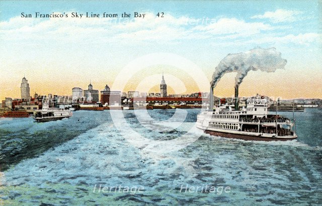San Francisco's skyline from the Bay, California, USA, 1922. Artist: Unknown