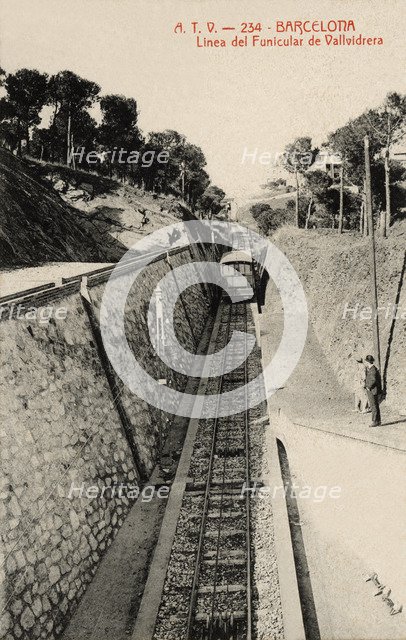 Vallvidrera Funicular Line, 1915 photograph, postcard published by ATV (Angel Tolrá Viazo).