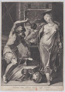Vulcan forging the armor of Achilles, 1624-75. Creator: Pierre Daret.