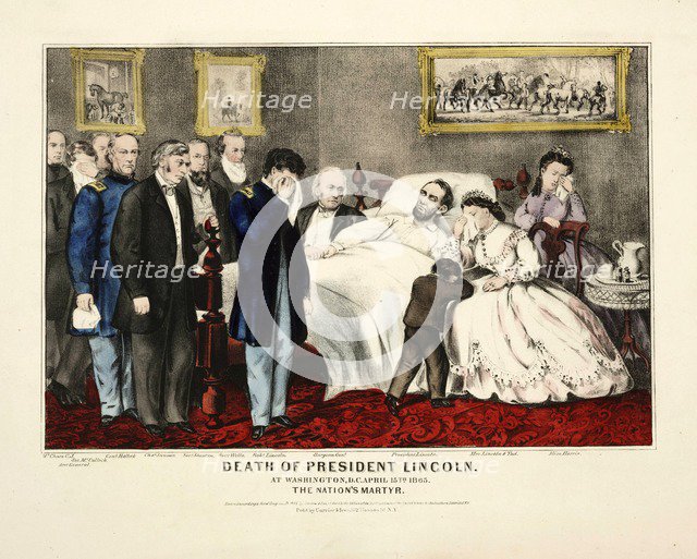 Death of President Lincoln, at Washington, DC, April 15th 1865, pub. 1865 (colour lithograph) Creator: American School (19th Century).