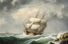 Brig Off the Maine Coast (image 1 of 2), 1851. Creator: Fitz Hugh Lane.