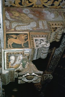 Painting on the outer walls of the inner shrine of the Temple of the Tooth, 17th century. Artist: Unknown