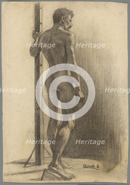 Study of a man holding a pillar, 1910-1920. Creator: Emil Alexay-Olexák.