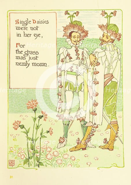 Single Daisies were not in her eye, For the grass was just newly mown, 1899.  Creator: Walter Crane.
