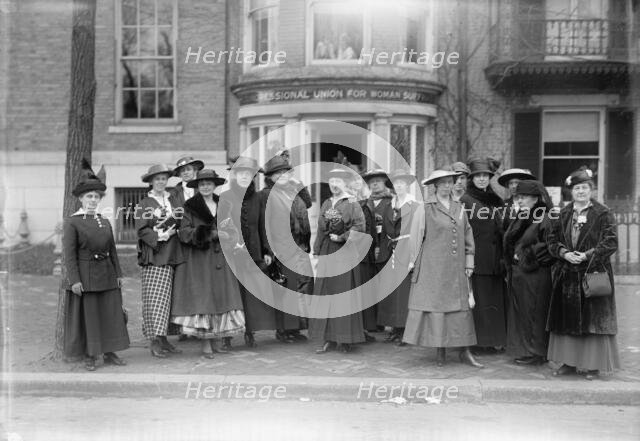 Woman Suffrage - Group at Headquarters, 1917. Creator: Harris & Ewing.