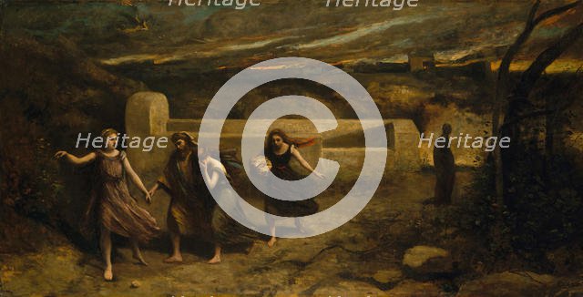 The Burning of Sodom (formerly "The Destruction of Sodom"), 1843 and 1857. Creator: Jean-Baptiste-Camille Corot.