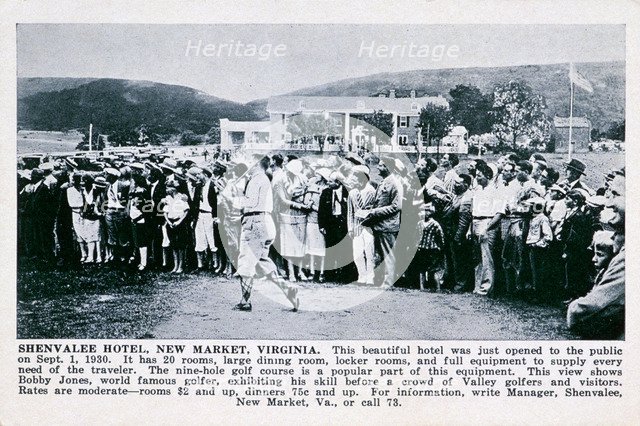 Bobby Jones playing golf at the Shenvalee Hotel, Virginia, USA, 1930. Artist: Unknown