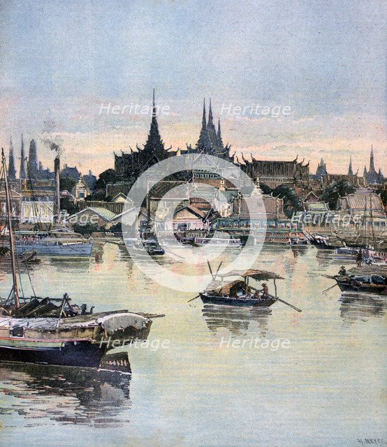 View of Bangkok, 1893. Artist: Henri Meyer