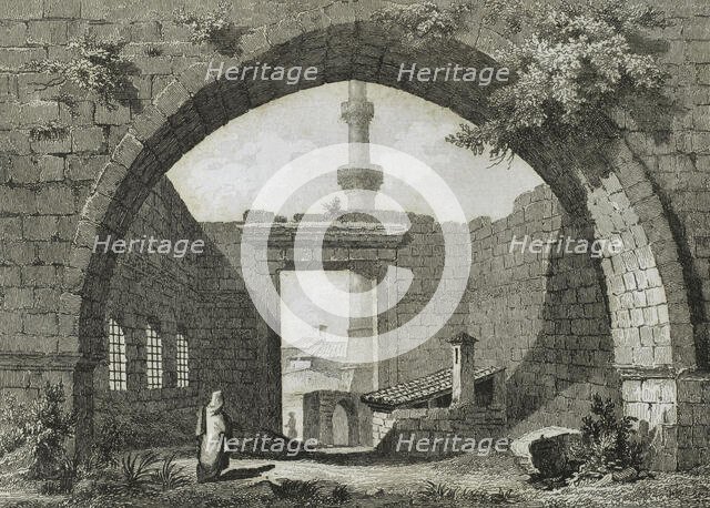 Monument of Ancyra or Temple of Augustus and Rome in Ancyra (Angora), Turkey, 1838. Creator: Michel François Préaulx.