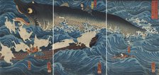 Sanuki no in kenzoku o shite Tametomo wo sukuu zu, 1851. Creator: Kuniyoshi, Utagawa (1797-1861).