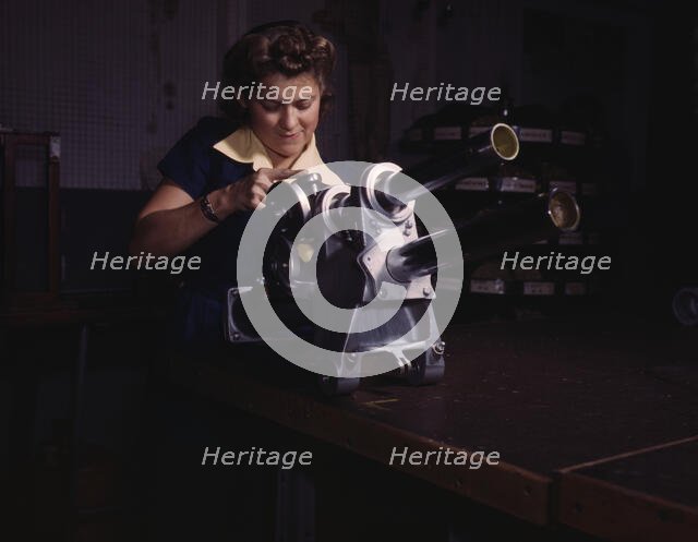 A young woman employee of North American Aviation, Incorporated..., Inglewood, Calif. , 1942. Creator: Alfred T Palmer.
