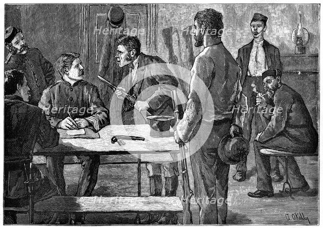 Surrendering arms in a proclaimed district, Ireland. Artist: O'Kelly