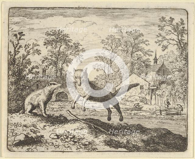 The Badger Imposes as Punishment to Jump Three Times Over a Stick on the Ground, 1650-75. Creator: Allart van Everdingen.