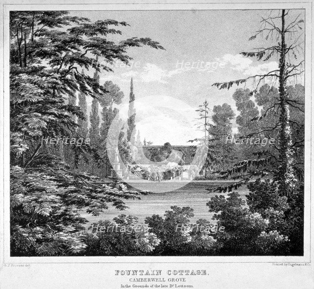 Fountain Cottage, Camberwell Grove, Camberwell, London, c1825.                                 Artist: Anon