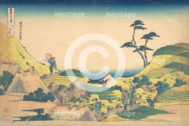 Lower Meguro (Shimo Meguro), from the series Thirty-six Views of Mount Fuji (Fugaku..., ca. 1830-32. Creator: Hokusai.