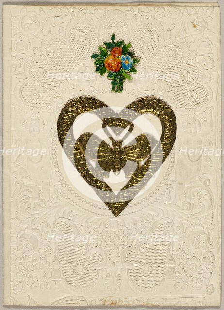 Untitled Valentine (Butterfly in Heart), 1850/60. Creator: Unknown.