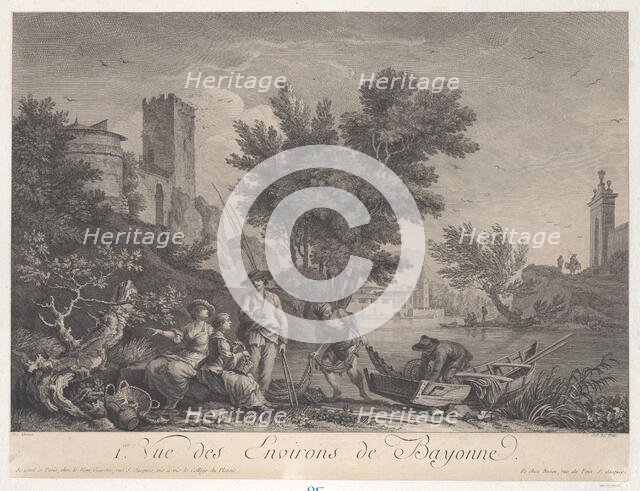 First View of the Surroundings of Bayonne, ca. 1775. Creator: Jean Jacques Le Veau.