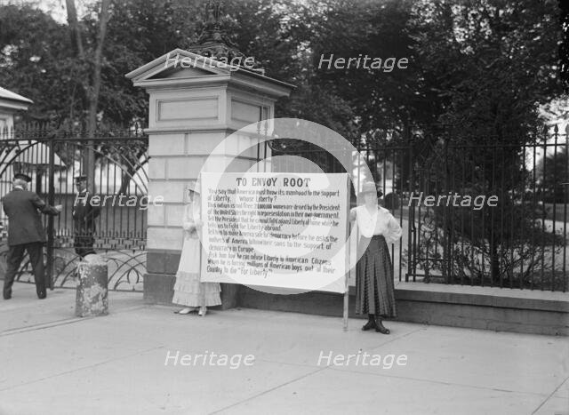 Woman Suffrage Banner, 1917. Creator: Harris & Ewing.