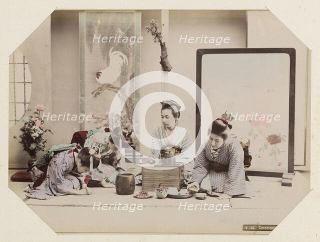 Japanese women during tea ceremony, Between 1870 and 1890. Creator: Anonymous.