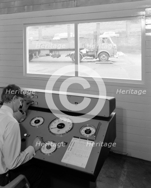 Laycock Commercial Brake testing unit with a Commer 10 ton tractor unit Sheffield, 1969. Artist: Michael Walters