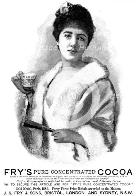 Advertisement for Fry's Pure Concentrated Cocoa, 1890. Creator: Unknown.