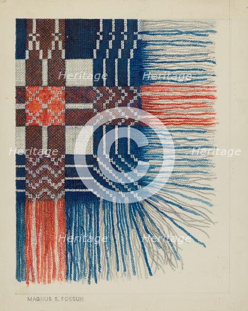 Woven Coverlet (Detail), c. 1937. Creator: Magnus S. Fossum.