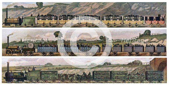 'Early railway Coaches', the Liverpool and Manchester Railway, England, 1831, (c1900-1920). Artist: Unknown