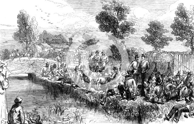 The Autumn Campaign on Dartmoor: volunteers resting by the river, 1873. Creator: Unknown.