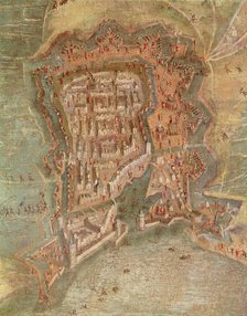 Siege of La Rochelle by the troops of Cardinal Richelieu (1627 - 1628), detail of a 17th century …