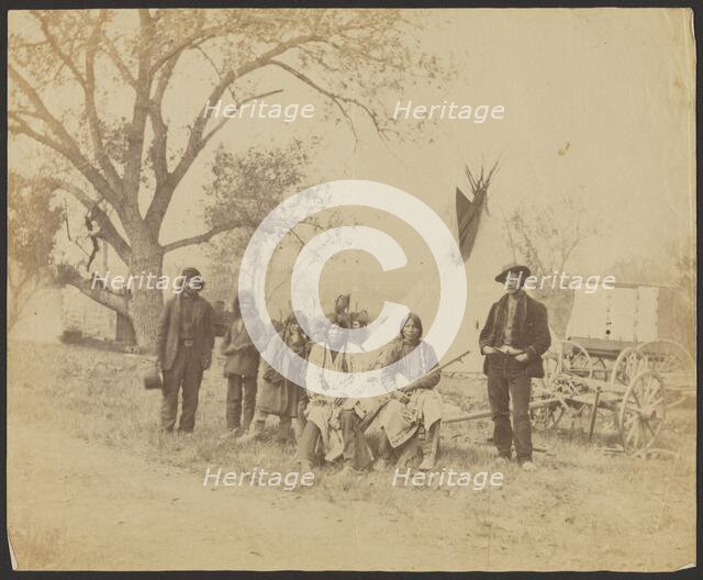 Group portrait of Native Americans, about 1865-1870. Creator: Unknown.