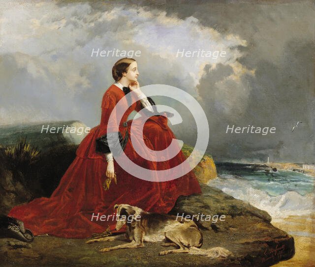 Empress Eugénie (1826-1920) at Biarritz. Creator: Defonds, Emile (active second Half of 19th cen.).