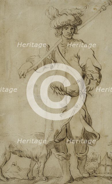 Soldier with dog, 30 August 1841. Creator: Unknown.