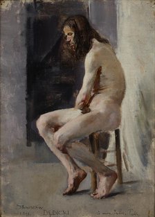 Male Nude, 1891. Creator: Stanislaw Debicki.