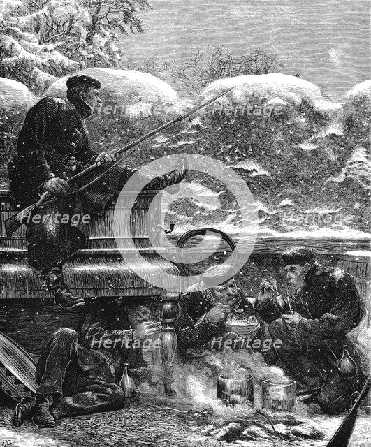 Prussian troops at the siege of Paris, Franco-Prussian War, December 1870. Artist: Unknown