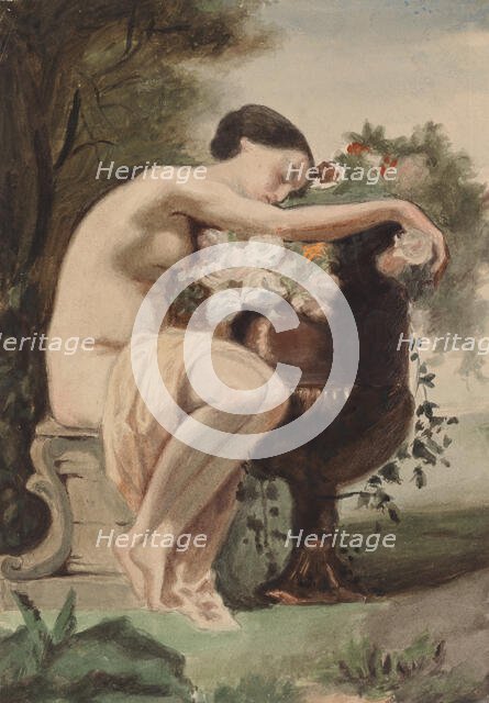 Woman Seated, copy after August Jernberg's Nymph by a Flower Urn, 1890-1925. Creator: Magnus Enckell.