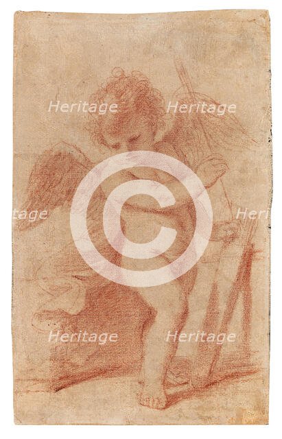 Cupid putting an arrow away in his quiver. Creator: Guercino (1591-1666).