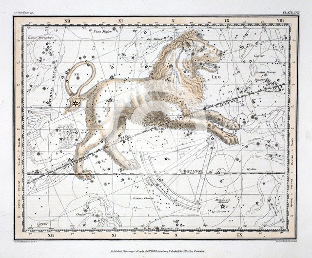 The Constellations (Plate XVII) Leo, 1822.