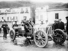 Vincenzo Lancia taking part in the Targa Florio race, Sicily, April 1907. Artist: Unknown
