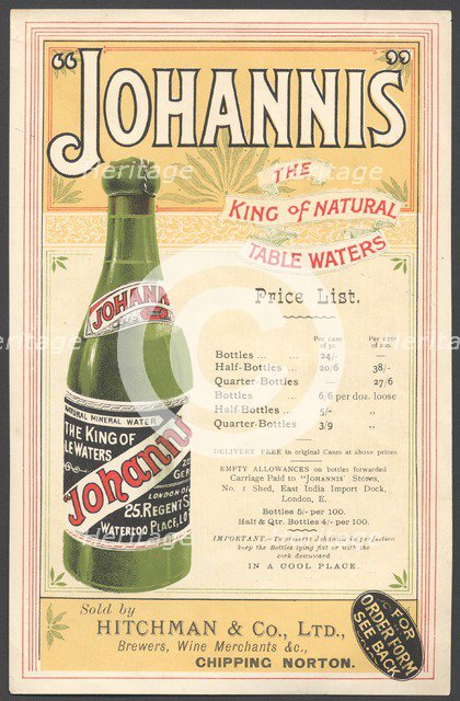 Johannis Mineral water, 1890s. Artist: Unknown
