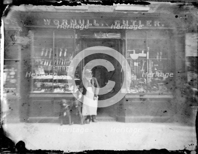 Exterior of Wormull & Cutler, a hardware shop, (late 19th century?). Artist: Unknown