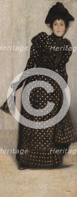 Woman in a white Polka Dot Dress, 1889. Creator: Rippl-Rónai, József (1861-1927).