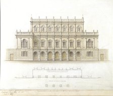 Design for alterations and additions to Burlington House, Piccadilly, Westminster, London..., 1867. Creator: Sydney Smirke.