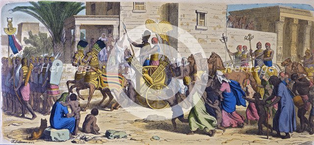 March of the Pharaoh and his army to war, engraving from 1862.