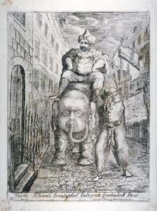 'Carlo Khan's triumphal entry into Leadenhall Street', 1783. Artist: James Sayers