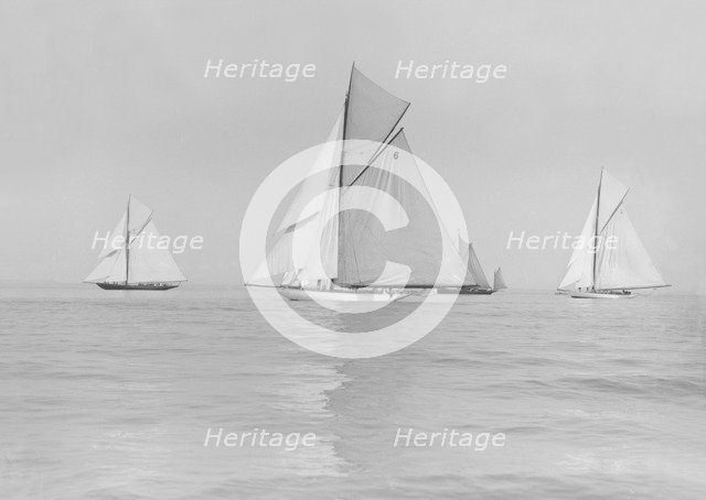 Start of Cowes to Weymouth Race: Carina, Adelaide, Ma'oona, Britannia, 1913. Creator: Kirk & Sons of Cowes.