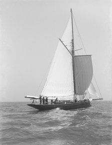 The cutter 'Monara' under sail, 1914. Creator: Kirk & Sons of Cowes.