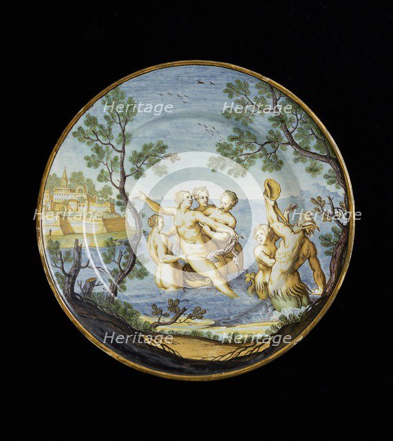 Plate with Amphritite and Nymphs, c1730-1750. Artist: Ferdinando Maria Campani.