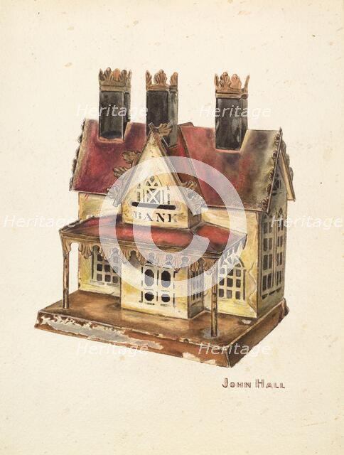 Painted Tin Toy Bank, c. 1940. Creator: John Hall.