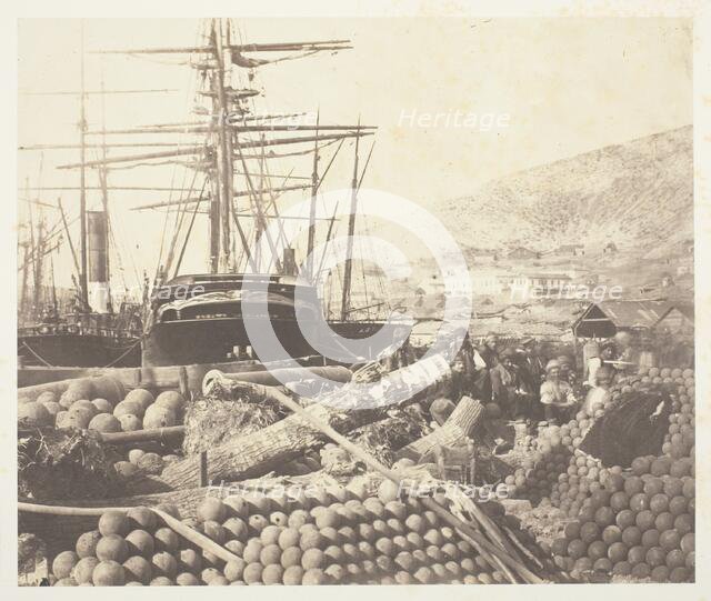 The Ordnance Wharf, Balaklava, 1855. Creator: Roger Fenton.
